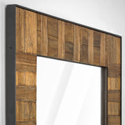 Wood Plank Frame With Metal Border Wall Mirror