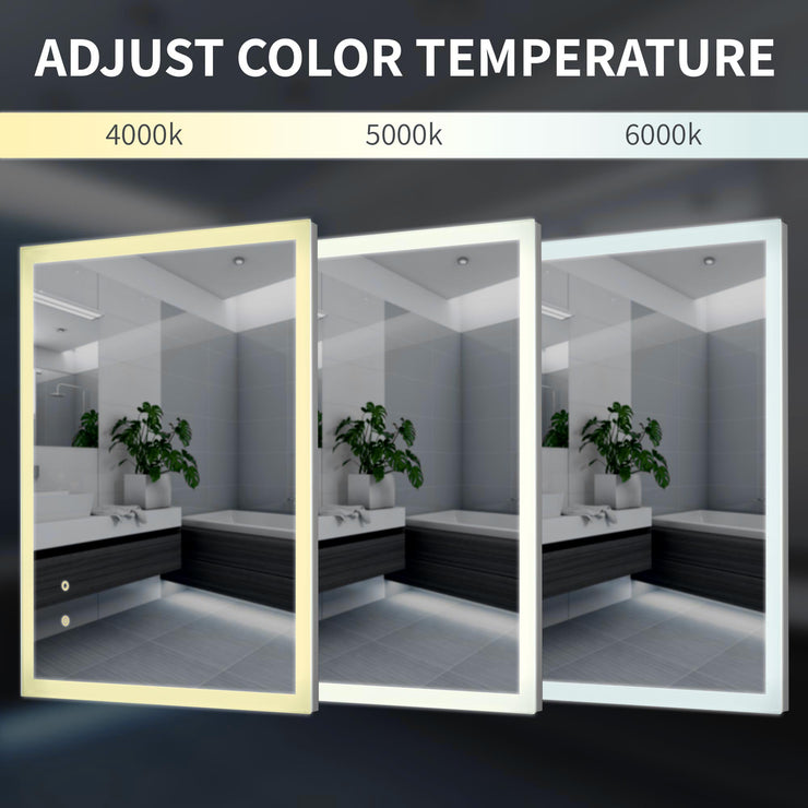 Frosted Bathroom Vanity Tri-Color Dimming LED Anti-fog Mirror