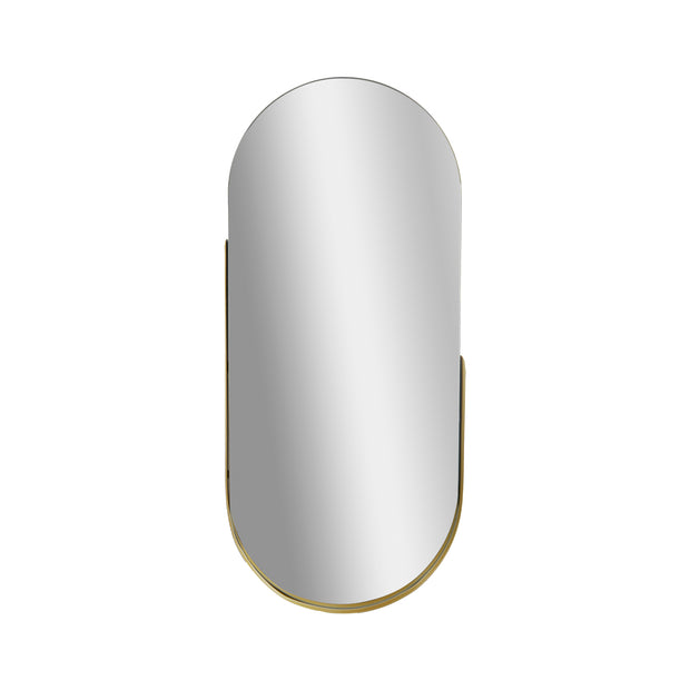 Thin Gold Raised Lip Partial Metal Framed Capsule Accent Mirror