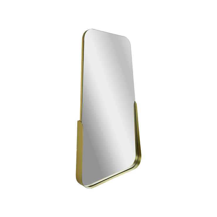 Partial Thin Gold Raised Lip Metal Framed Oblong Cone Shaped Accent Mirror