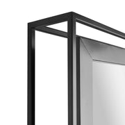Black Rectangular Metal Framed Swivel Floating Wall Mirror
