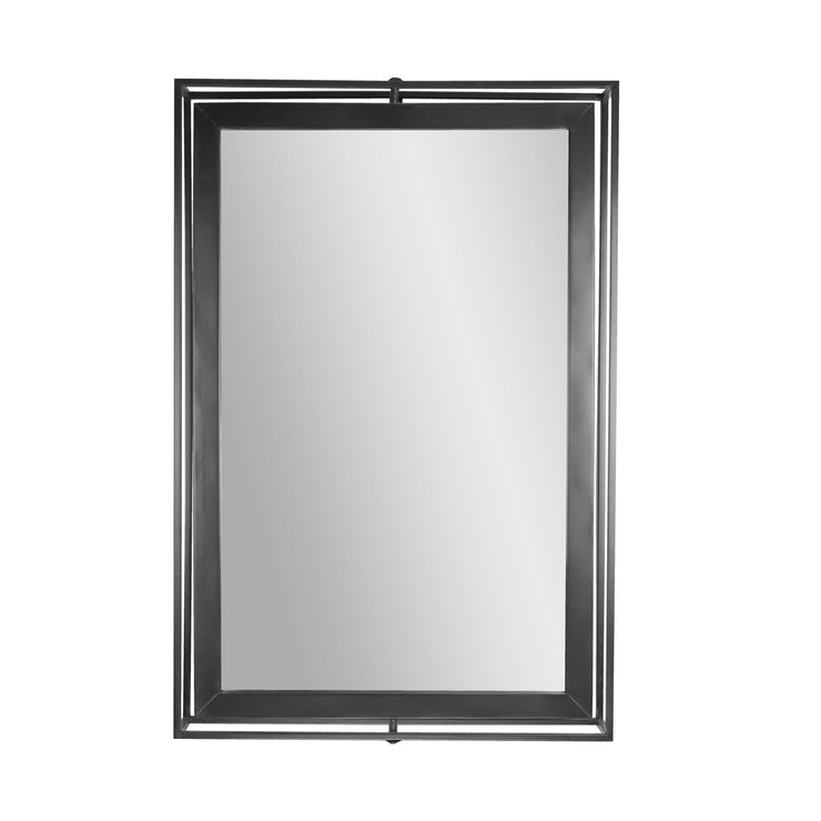 Black Rectangular Metal Framed Swivel Floating Wall Mirror
