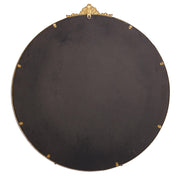Antique Gold Round Ornate Metal Accent Wall Mirror