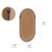 Pill Capsule Oval Shaped Carved Wood Wall Decorative Mirror