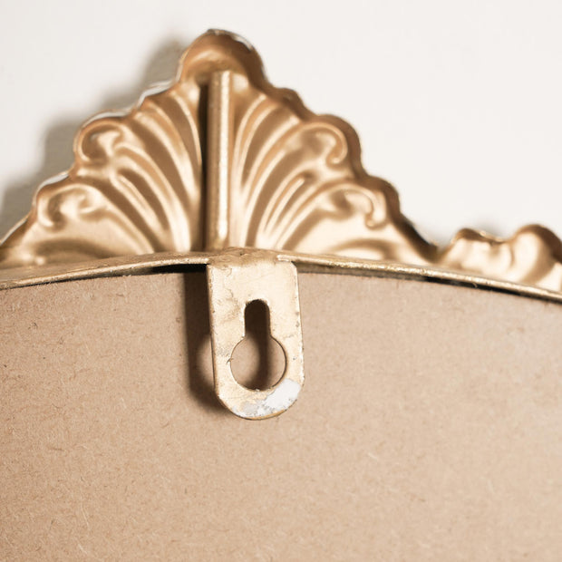 Antique Brass Round Ornate Metal Accent Wall Mirror