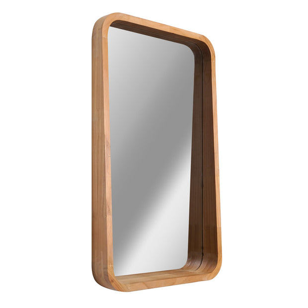 Contemporary Raised Lip Natural Wood Framed Wall Mirror