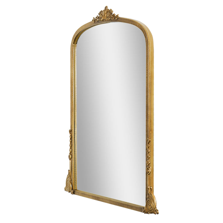 Arch Antique Gold Ornate Scroll Metal Accent Wall Mirror
