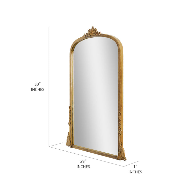 Arch Antique Gold Ornate Scroll Metal Accent Wall Mirror ...