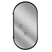 Black Metal Framed Oval Vanity Wall Mirror with Shelves