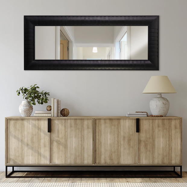 Black Wood Framed Long Full Length Wall Leaner Mirror