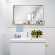 Gold Frame Rectangle Vanity Wall Mirror with Storage