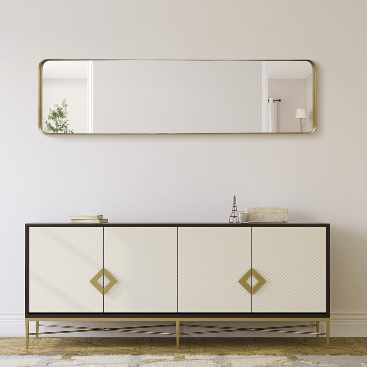 Gold Steel Freestanding Full Length Floor Mirror with Easel