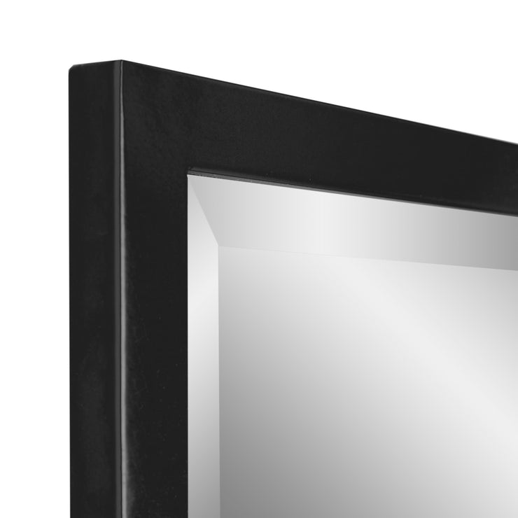 Black Metal Framed Beveled Edge Rectangular Vanity Mirror