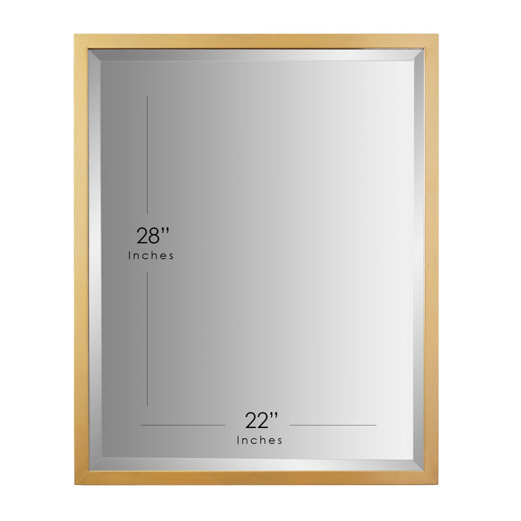 Brass Metal Framed Beveled Edge Rectangular Vanity Mirror