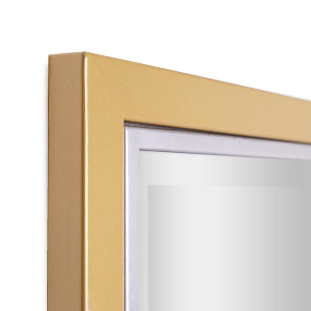 Brushed Brass/Chrome Metal Framed Beveled Edge Wall Mirror