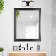 Black Framed Rectangle Decorative Beveled Edge Wall Mirror
