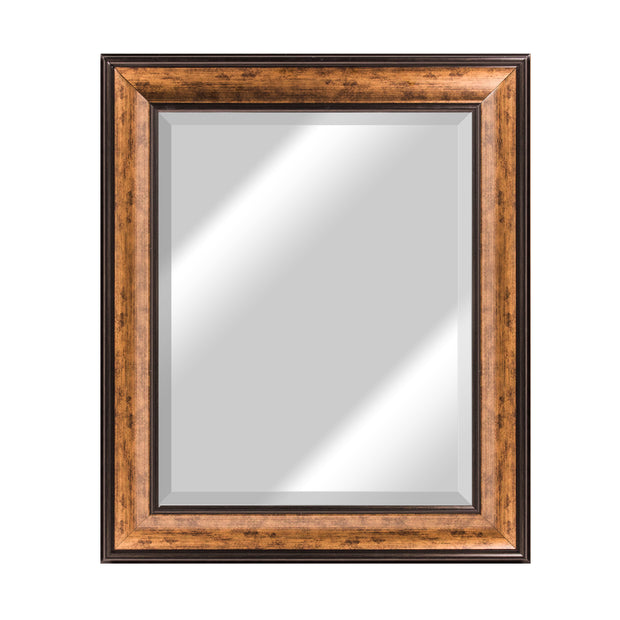 Two-Toned Distressed Bronze Antique Framed Beveled Wall Mirror