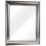 Small Inner Beaded Silver Framed Rectangle Beveled Wall Mirror