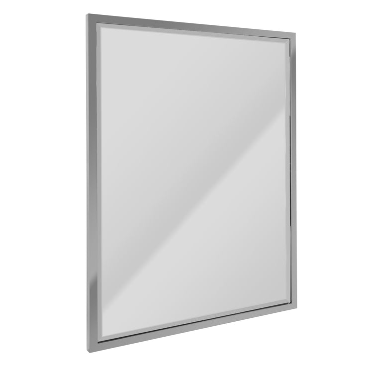 Brushed Chrome Framed Wall Mirror with Beveled Edge