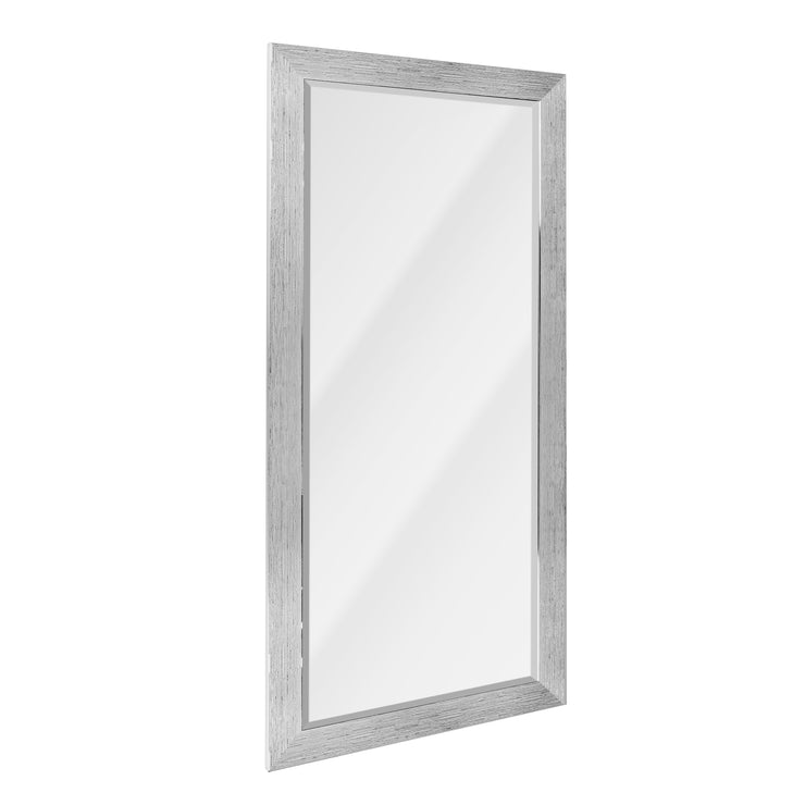 Full Sized White Textured Frame with Chrome Accent Leaner Dressing Mirror