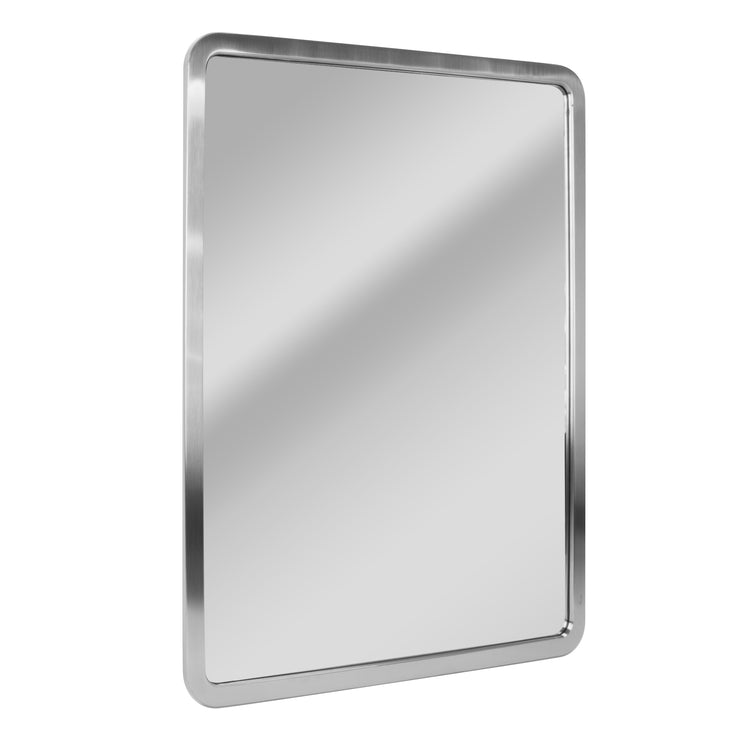 Brushed Nickel Rounded Corner Metal Framed Vanity Mirror