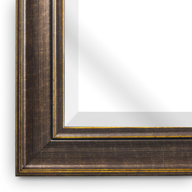 Distressed Bronze Two-Step Raised Lip Square Beveled Wall Mirror