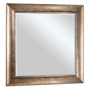 Antiqued Gold Two-Step Raised Lip Square Beveled Wall Mirror