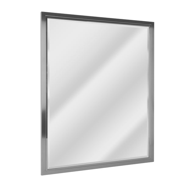 Brushed Nickel and Chrome Metal Framed Wall Mirror