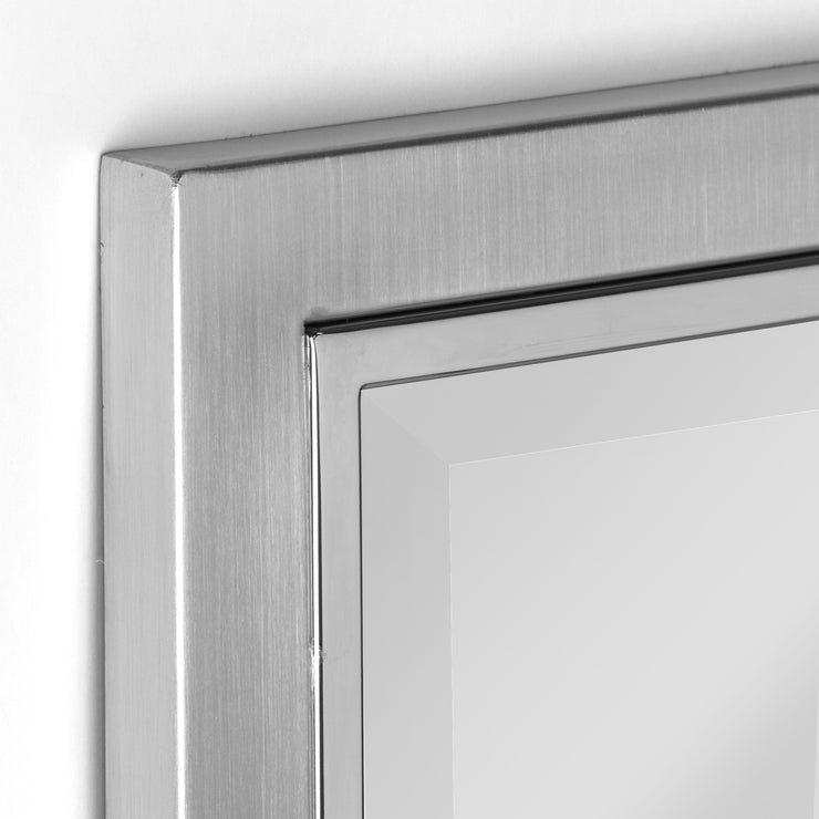 Brushed Nickel and Chrome Metal Framed Wall Mirror