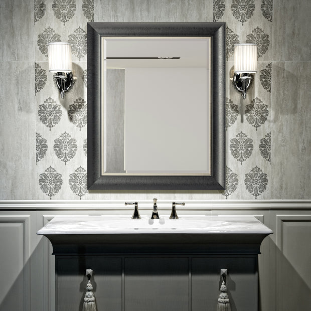 Alderton Black and Silver Framed Mirror with Pewter Liner